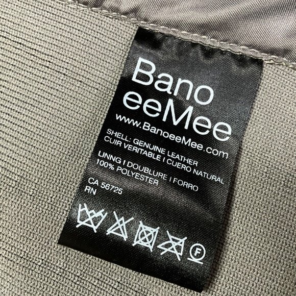 BANO EEMEE Genuine Leather Moto Jacket Zip Pockets Grey / Green Colour US Sz 6 - Picture 4 of 11